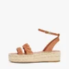 Espadrilha de plataforma com tiras torcidas em couro Espadrilha de plataforma com tiras torcidas em couro