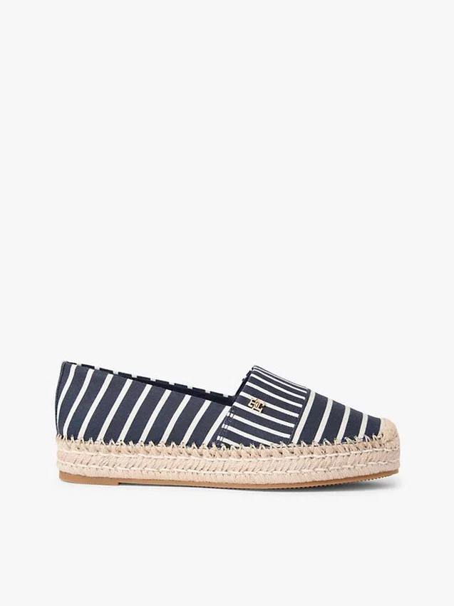 Espadrilha de plataforma em lona às riscas Espadrilha de plataforma em lona às riscas