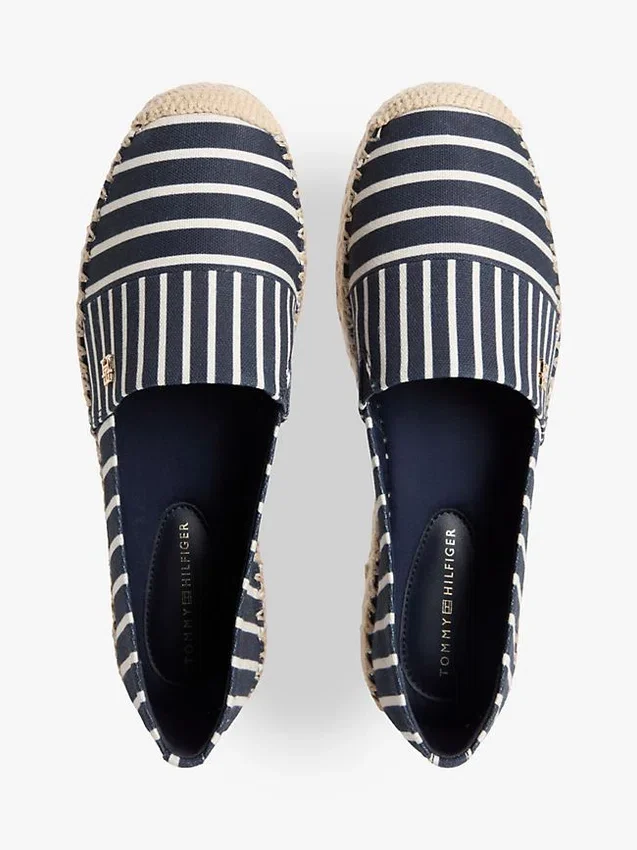 Espadrilha de plataforma em lona às riscas Espadrilha de plataforma em lona às riscas