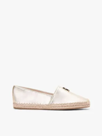 Espadrilha em couro metálico com TH Monogram