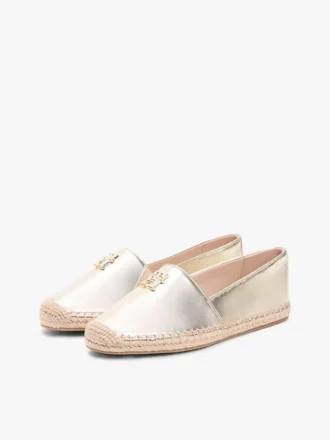 Espadrilha em couro metálico com TH Monogram