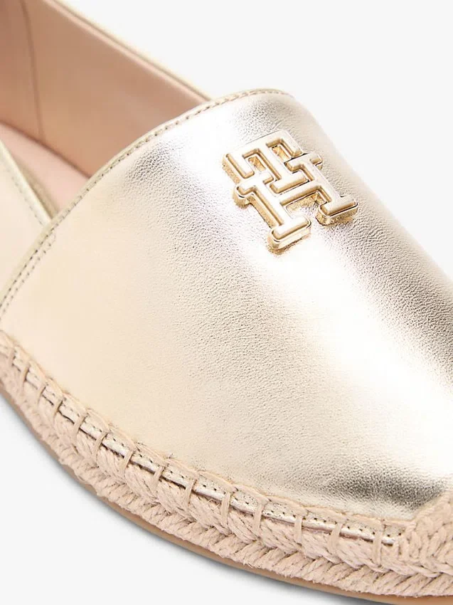 Espadrilha em couro metálico com TH Monogram Espadrilha em couro metálico com TH Monogram
