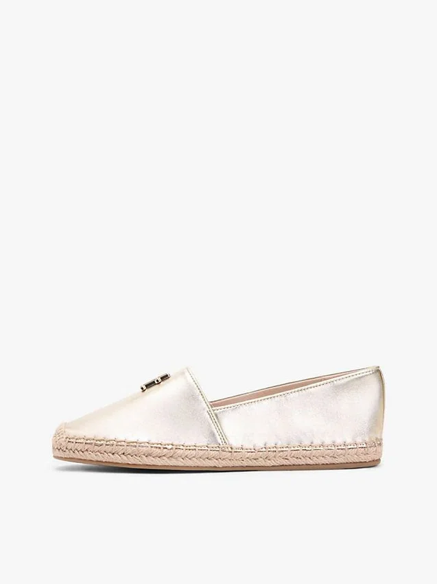Espadrilha em couro metálico com TH Monogram Espadrilha em couro metálico com TH Monogram