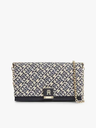 Fecho Monogram, corrente jacquard, mala a tiracolo