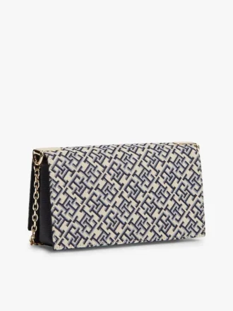 Fecho Monogram, corrente jacquard, mala a tiracolo