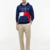 Hoodie com capuz em blocos de cor e logótipo Tommy bordado Hoodie com capuz em blocos de cor e logótipo Tommy bordado
