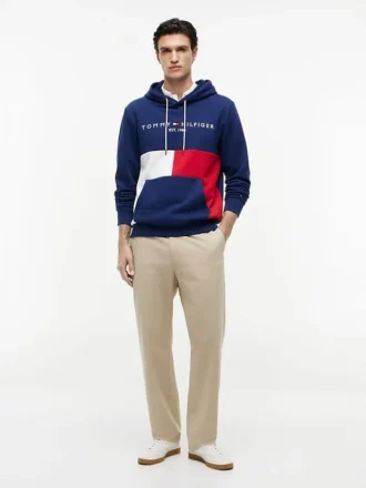 Hoodie com capuz em blocos de cor e logótipo Tommy bordado