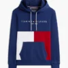 Hoodie com capuz em blocos de cor e logótipo Tommy bordado Hoodie com capuz em blocos de cor e logótipo Tommy bordado