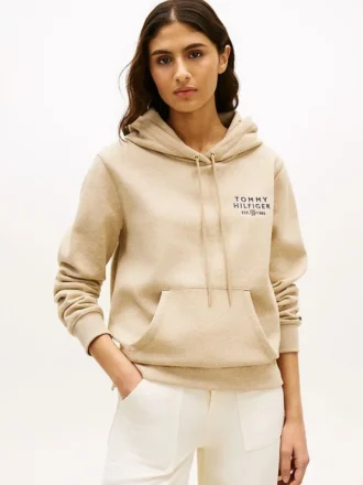 Hoodie com logótipo Monotype em malha mesclada