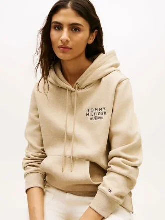 Hoodie com logótipo Monotype em malha mesclada