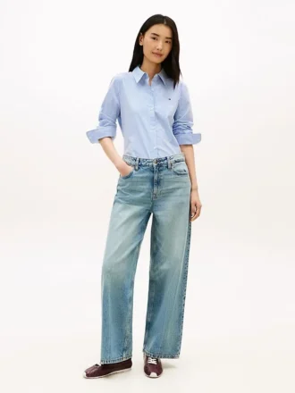 Jeans de cintura alta e perna larga