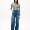 Jeans de cintura alta e perna larga Jeans de cintura alta e perna larga