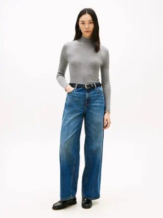 Jeans de cintura alta e perna larga