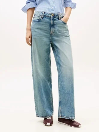 Jeans de cintura alta e perna larga