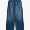 Jeans de cintura alta e perna larga Jeans de cintura alta e perna larga