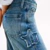 Jeans de cintura alta e perna larga com motivo de estrelas para criança