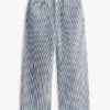 Jeans de cintura alta e perna larga com riscas ferroviárias Jeans de cintura alta e perna larga com riscas ferroviárias