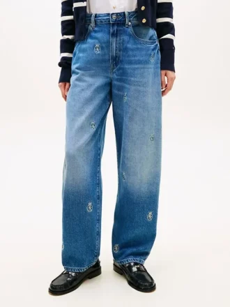Jeans de cintura média com padrão em toda a peça Jeans de cintura média com padrão em toda a peça