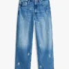 Jeans de cintura média com padrão em toda a peça