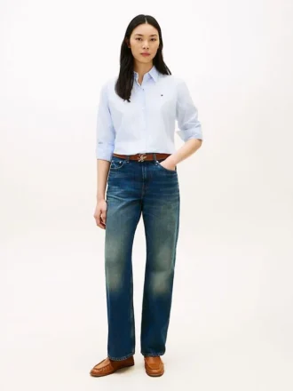 Jeans de cintura média, largos e de corte reto Jeans de cintura média, largos e de corte reto
