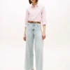Jeans de ganga de cintura alta e perna larga com bainha crua Jeans de ganga de cintura alta e perna larga com bainha crua