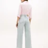 Jeans de ganga de cintura alta e perna larga com bainha crua Jeans de ganga de cintura alta e perna larga com bainha crua