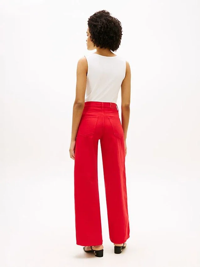 Jeans de ganga de cintura alta e perna larga com bainha crua Jeans de ganga de cintura alta e perna larga com bainha crua