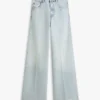 Jeans de ganga de cintura alta e perna larga com bainha crua Jeans de ganga de cintura alta e perna larga com bainha crua