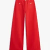 Jeans de ganga de cintura alta e perna larga com bainha crua Jeans de ganga de cintura alta e perna larga com bainha crua