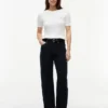 Jeans de ganga largos e retos de cintura média com ouropel Jeans de ganga largos e retos de cintura média com ouropel