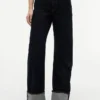 Jeans de ganga largos e retos de cintura média com ouropel Jeans de ganga largos e retos de cintura média com ouropel