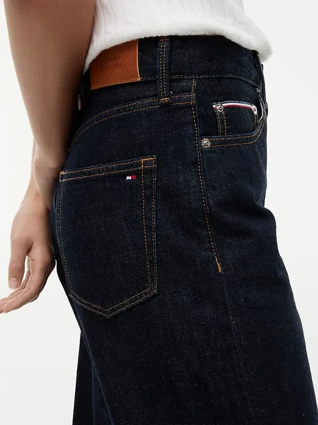 Jeans de ganga largos e retos de cintura média com ouropel Jeans de ganga largos e retos de cintura média com ouropel