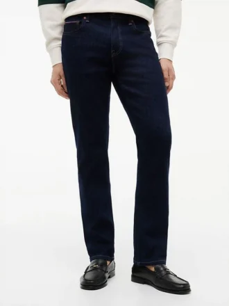 Jeans direitos com lavagem índigo