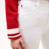 Jeans elásticos de cintura média e perna larga Jeans elásticos de cintura média e perna larga