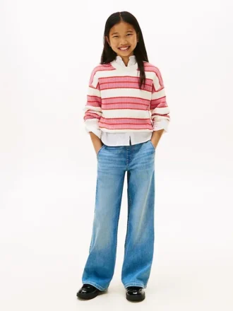 Jeans elásticos de corte largo para criança