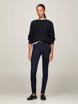 Jeans justos de cintura média com lavagem escura Jeans justos de cintura média com lavagem escura