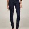 Jeans justos de cintura média com lavagem escura Jeans justos de cintura média com lavagem escura