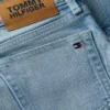 Jeans largos com bolsos de remendo para criança Jeans largos com bolsos de remendo para criança