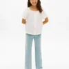 Jeans largos com bolsos de remendo para meninas