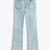 Jeans largos com bolsos de remendo para meninas