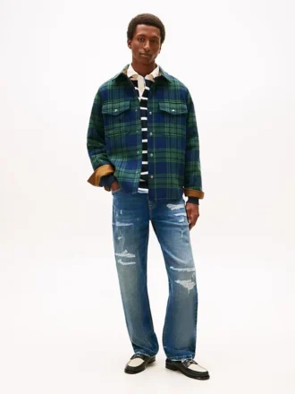 Jeans largos com efeito desgastado
