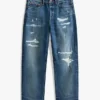 Jeans largos com efeito desgastado Jeans largos com efeito desgastado