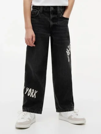 Jeans largos com estampado graffiti Hilfiger para criança