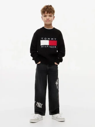 Jeans largos com estampado graffiti Hilfiger para criança