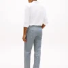 Jeans largos e retos com riscas ferroviárias Jeans largos e retos com riscas ferroviárias