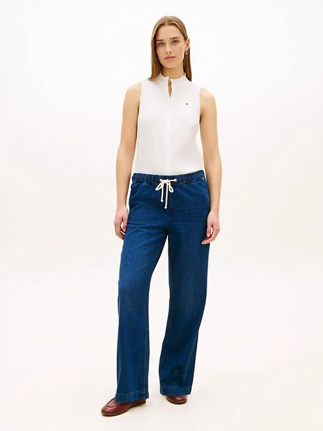 Jeans leves de perna larga Jeans leves de perna larga