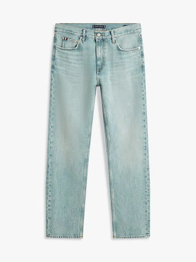 Jeans regulares e retos com efeito desgastado Jeans regulares e retos com efeito desgastado