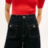 Jeans utilitários de cintura alta, elásticos e de perna larga