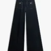 Jeans utilitários de cintura alta, elásticos e de perna larga