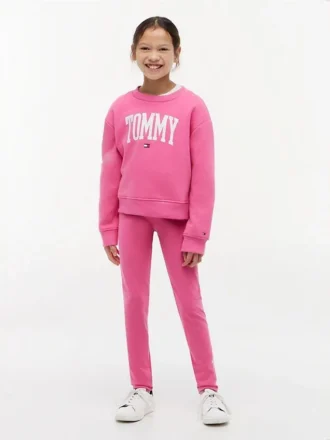 Leggings infantis com logótipo Tommy estilo universitário